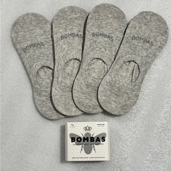 Bombas Accessories - New Bombas Womens Casual Socks - Grey Medium No Show 4 ct lot